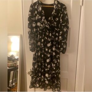Banana Republic Black and White Floral Maxi Dress